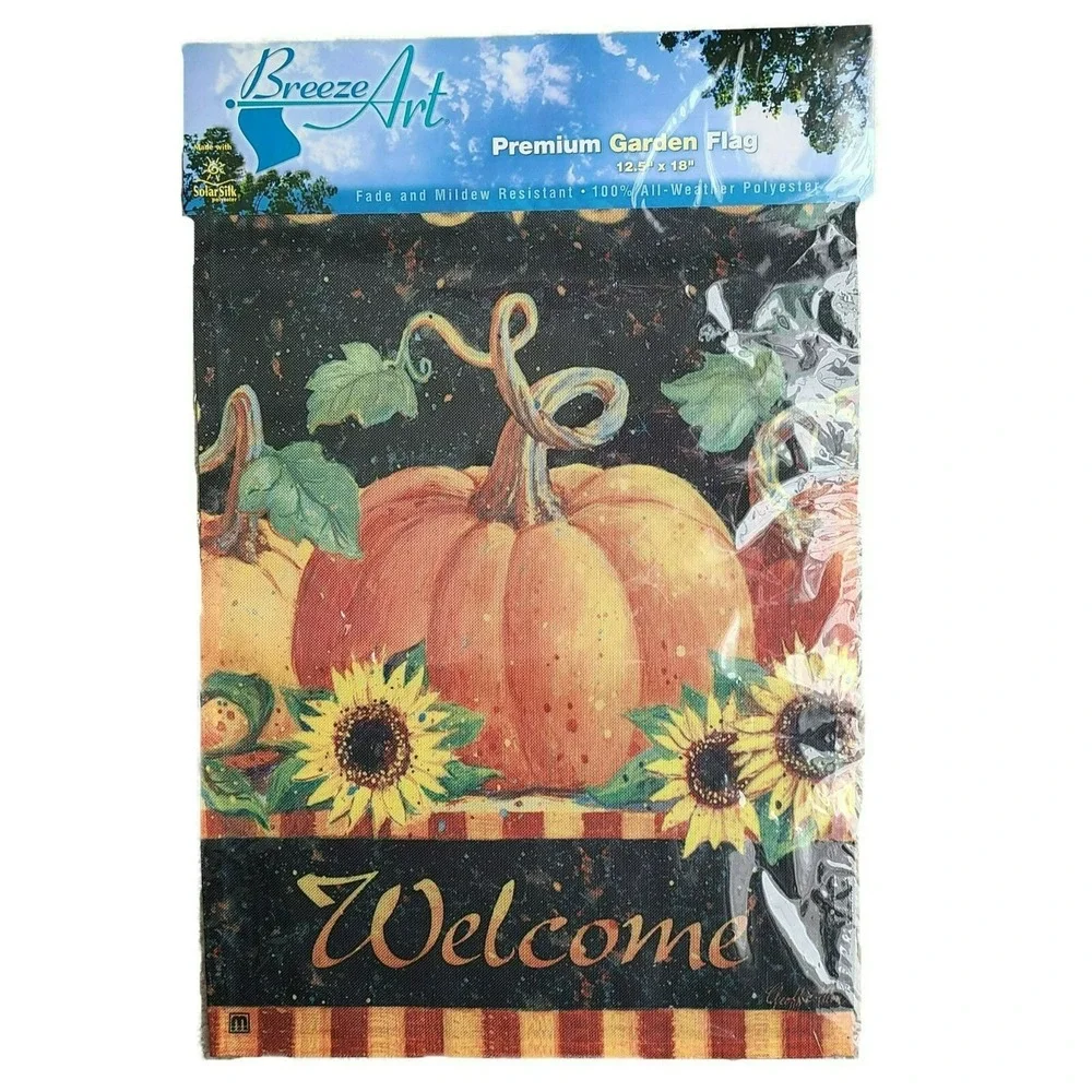 Breeze Art‎ Summer and Fall Pumpkin Flags 12 x 18 Decorative Garden Set of 2 New